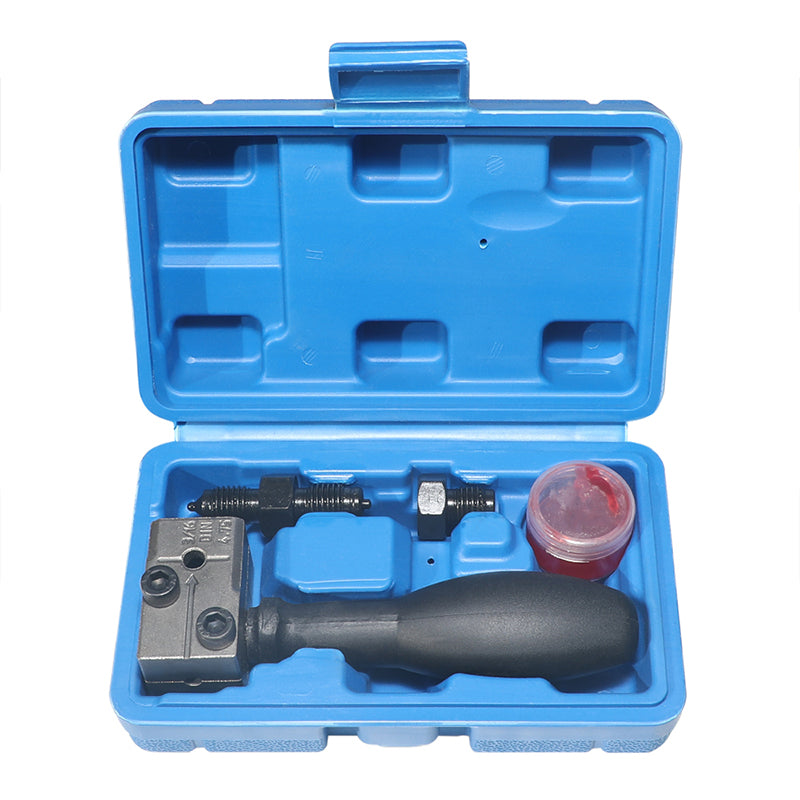 Arenzza universal automotive brake pipe flaring tool kit with various metal tools for brake line fitting and flaring tasks.