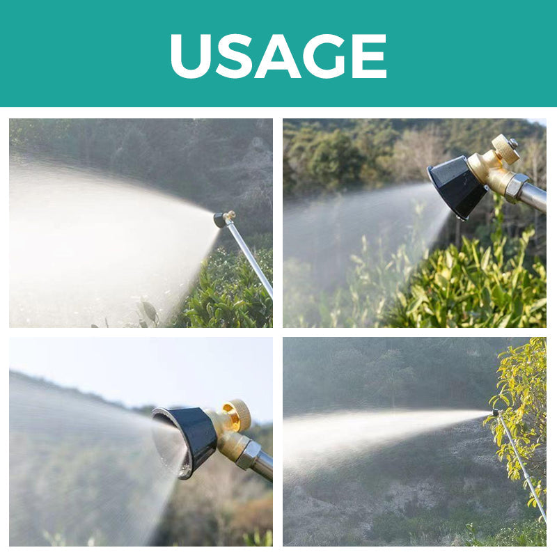 Arenzza adjustable nozzle sprayer for agricultural sprayers, showing the metal nozzle and adjustment mechanism in a tools and garden setting.
