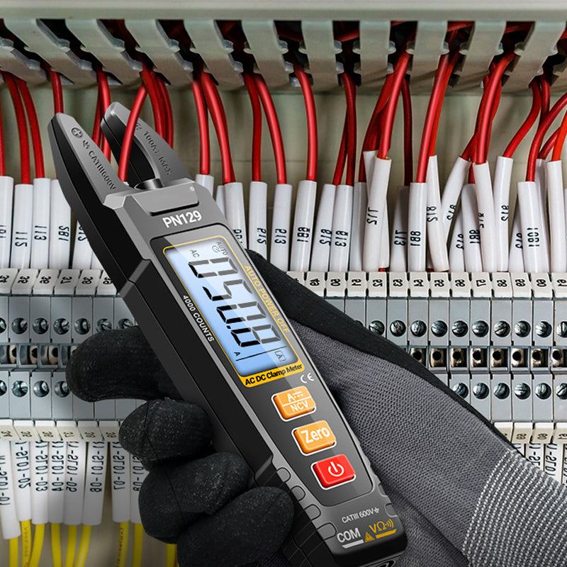 Arenzza U-type clamp meter with LED lights, featuring display and controls, used for electrical testing and measurements.