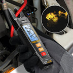Arenzza U-Type Clamp Meter with LED lights, a digital tool for electrical measurements, featuring a compact design and display screen.