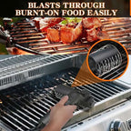 Arenzza cordless electric BBQ brush cleaner with long handle, rechargeable design, perfect for deep cleaning grill grates and surfaces.