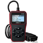 Arenzza multi-function engine fault code reader tool for cars, showing a digital screen with diagnostic data on a workbench.