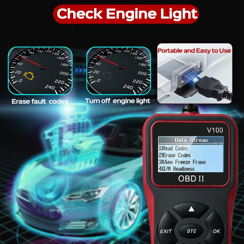 Arenzza multi-function engine fault code reader tool for automotive diagnostics, displaying a screen with diagnostic data.