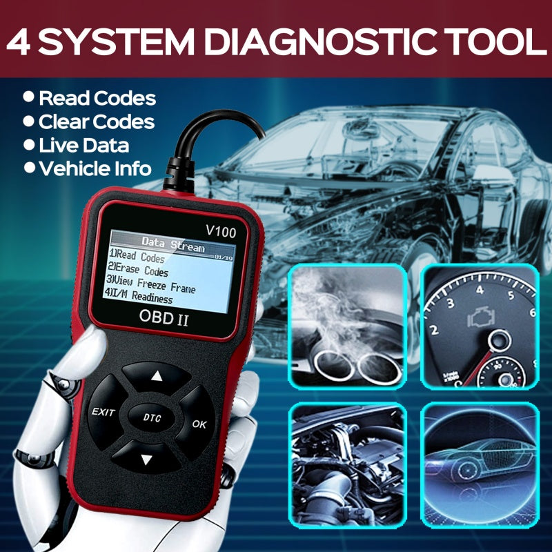 Arenzza multi-function engine fault code reader tool for diagnosing vehicle engine issues, with a digital display and control buttons.