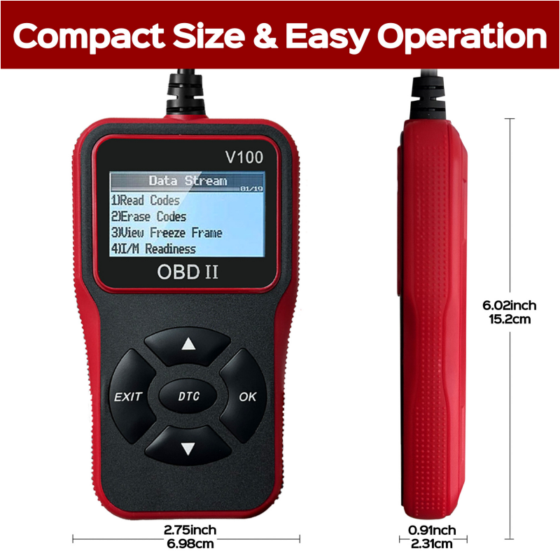 Arenzza multi-function engine fault code reader tool for diagnosing car engine issues, shown with display screen and connectors.