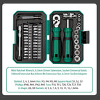 Arenzza portable multi-functional screwdriver set with 40 pieces, including various screwdrivers and bits for tools and garden use.