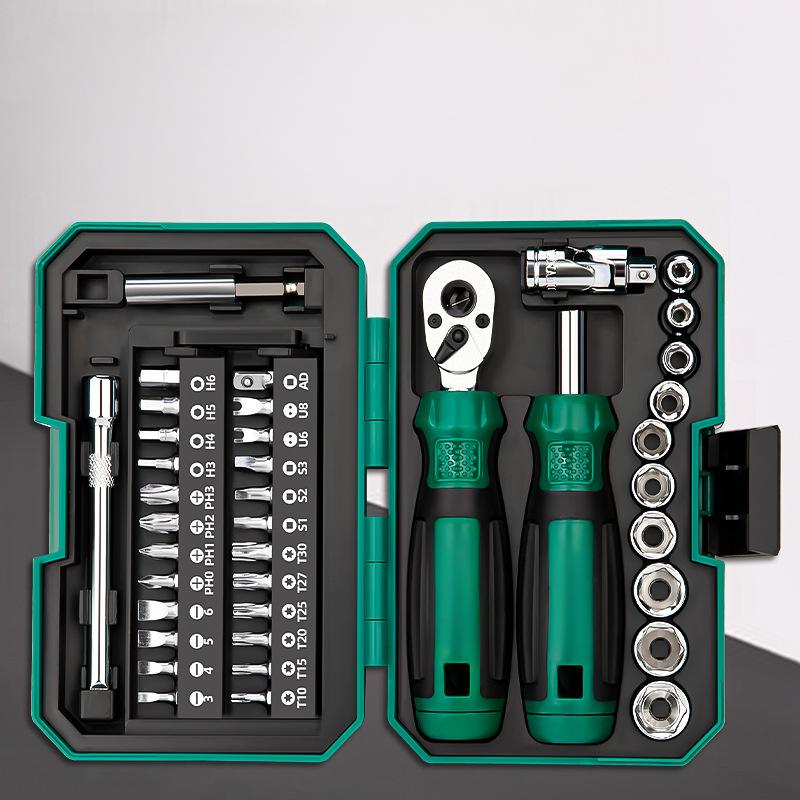 Arenzza portable multi-functional screwdriver set with 40 tools, including various screwdrivers and bits for DIY and repair projects.