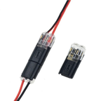 Arenzza double-wire plug-in connector with locking buckle, used for electrical and garden tool connections, featuring secure locking mechanism.