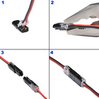 Arenzza double-wire plug-in connector with locking buckle, used for tools and garden electrical connections.