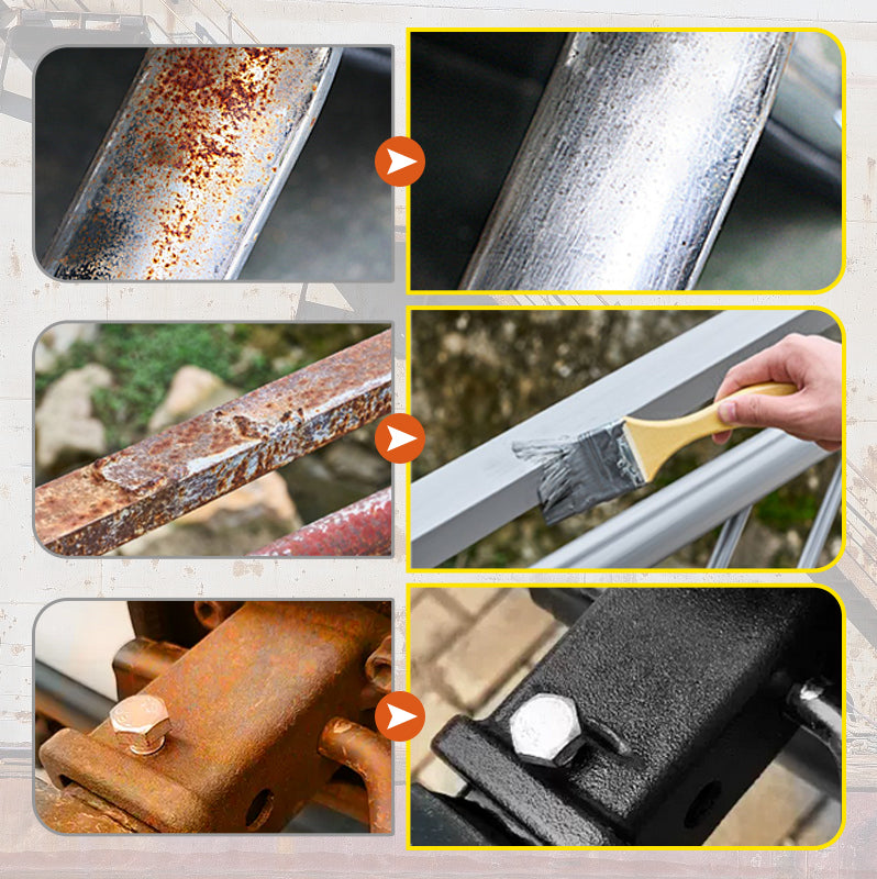 Gray waterproof, UV-resistant, wear-resistant anti-rust paint with brush for tools and garden surfaces by Arenzza.