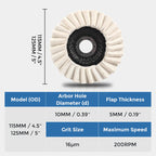 Arenzza wool felt flap polishing disc for high-performance, fine polishing, long-lasting use in tools and garden applications.