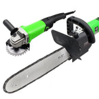 Arenzza angle grinder and electric chainsaw kit with blades and handles, tools for cutting and grinding tasks in gardening and construction.
