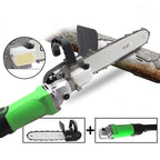 Arenzza angle grinder and electric chainsaw kit, versatile power tools with handles and cutting blades for gardening and construction tasks.