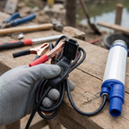 Arenzza portable submersible electric pump with alligator clips, compact tools for garden and water transfer applications.