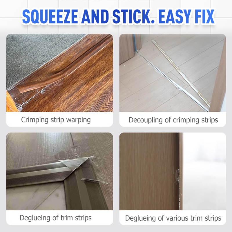 Arenzza Edge Strip Anti-Detachment Glue in a tube, suitable for tools and garden projects, with a close-up of the applicator tip.