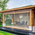 A transparent waterproof insulated tarp by Arenzza, heavy-duty tools and garden cover, with reinforced edges and secure grommets.