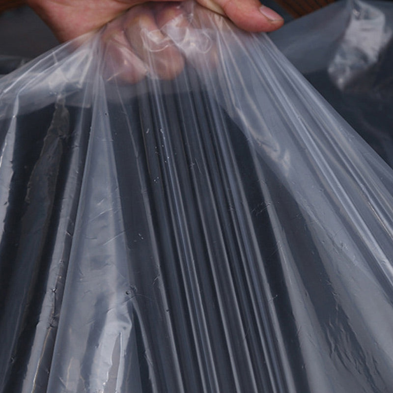 A transparent, heavy-duty waterproof insulated tarp by Arenzza, shown spread out with reinforced edges for outdoor tools and garden protection.