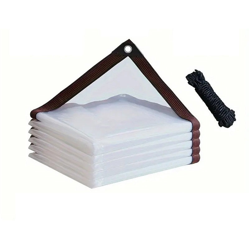 Aarenza heavy-duty transparent waterproof insulated tarp spread out, showcasing its durable, waterproof, and insulated design for outdoor use.