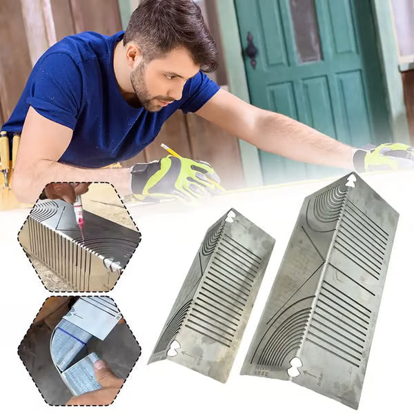 Square stainless steel 90° arc angle marking ruler by Arenzza, ideal for precise angle measurements in tools and garden projects.