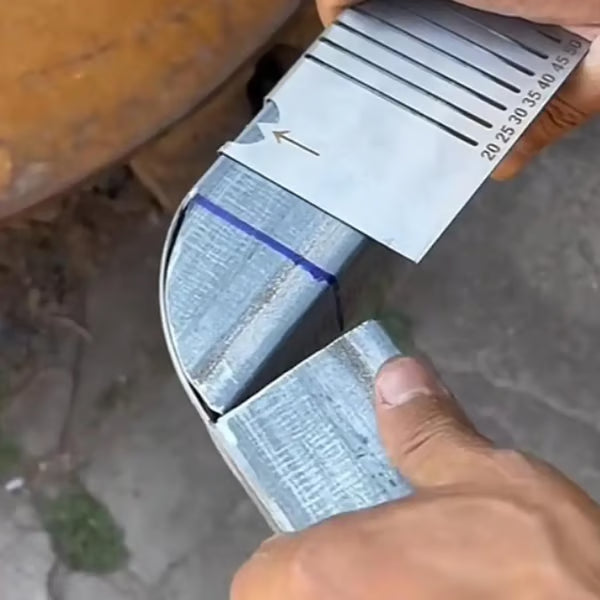 Arenzza square stainless steel angle marking ruler with 90° arc, ideal for precise woodworking and garden tool measurements.