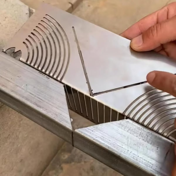 Arenzza stainless steel square angle marking ruler with 90° arc, ideal for precise measurements in tools and garden projects.