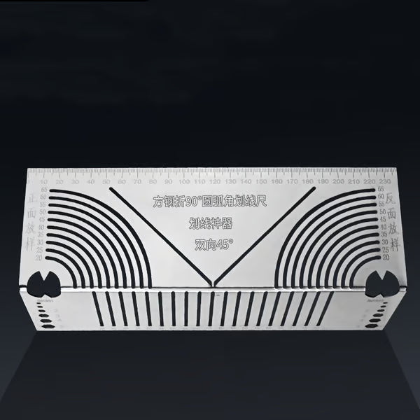 Square stainless steel 90° arc angle marking ruler from Arenzza, ideal for precise angle measurements in tools and garden projects.