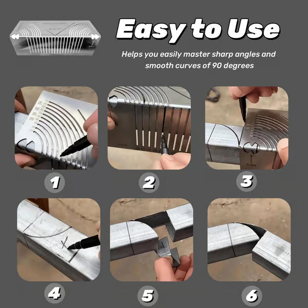 Arenzza square stainless steel 90° arc angle marking ruler for precise garden and woodworking measurements.