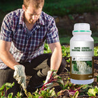 Arenzza Rapid Strong Rooting Fertilizer container for tools and garden, designed to promote healthy plant root growth.