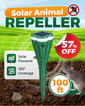 Arenzza solar-powered waterproof animal repellent tool for garden pest control, featuring solar panel and waterproof design.