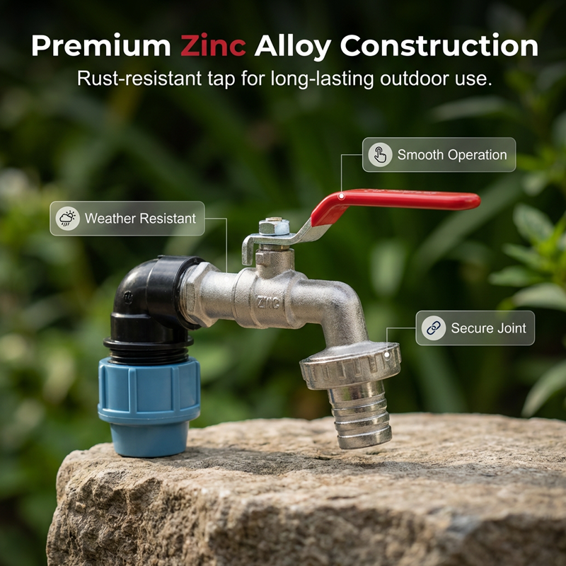 Arenzza IBC tank fitting set with zinc alloy tap, complete tool-free installation, leak-proof design for tools and garden use.