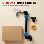 Arenzza IBC tank fitting set with zinc alloy tap and tools, designed for leak-proof, tool-free installation in garden and water storage.