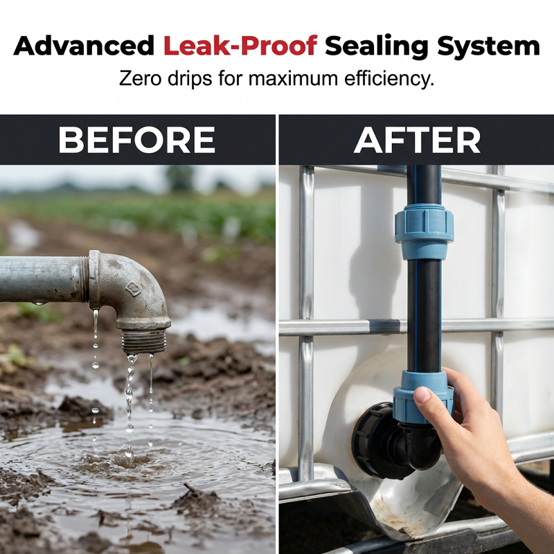 Arenzza IBC tank fitting set with zinc alloy tap, leak-proof design, tool-free installation, suitable for tools and garden applications.