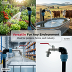 Arenzza IBC tank fitting set with zinc alloy tap, leak-proof design, tool-free installation, for garden and water storage use.