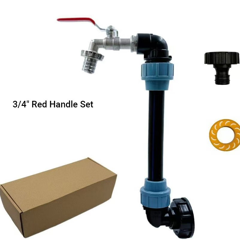 Arenzza IBC tank fitting set with zinc alloy tap, leak-proof design, tool-free installation, for tools and garden use.