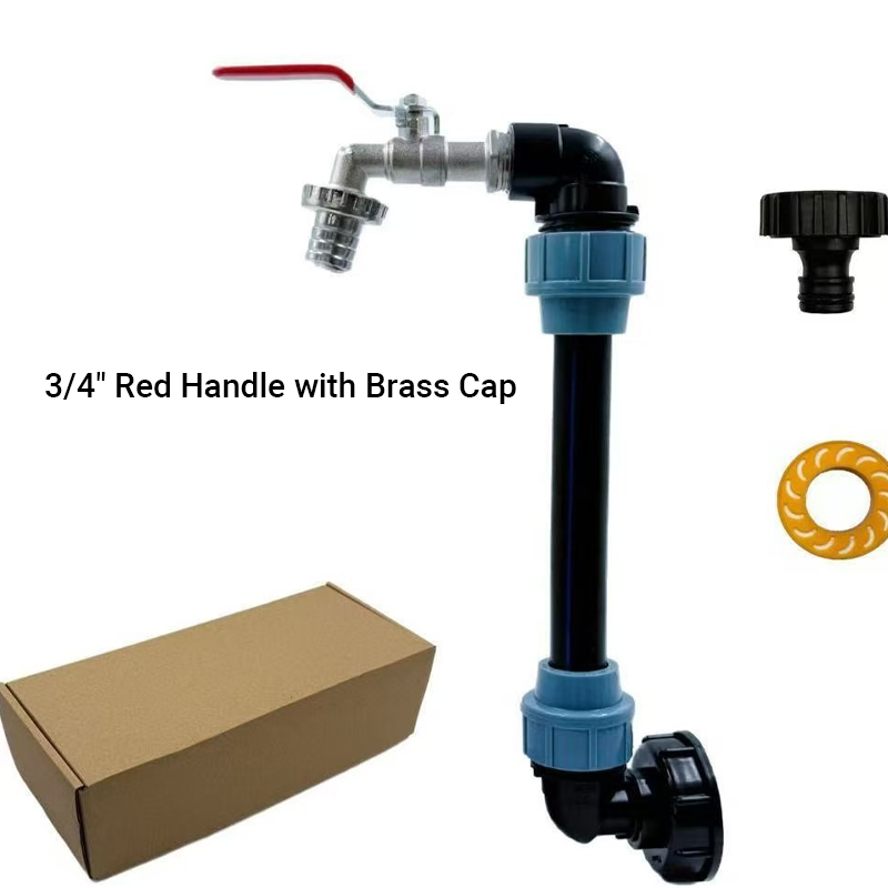 Arenzza IBC tank fitting set with zinc alloy tap, tool-free installation, leak-proof design for tools and garden use.