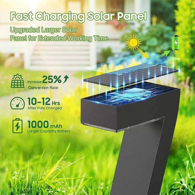 Aarenza waterproof solar pathway lights in a garden setting, illuminating outdoor pathway with modern, energy-efficient design.