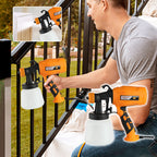 Arenzza multipurpose high-efficiency electric paint sprayer for tools and garden use, shown with spray nozzle and control features.