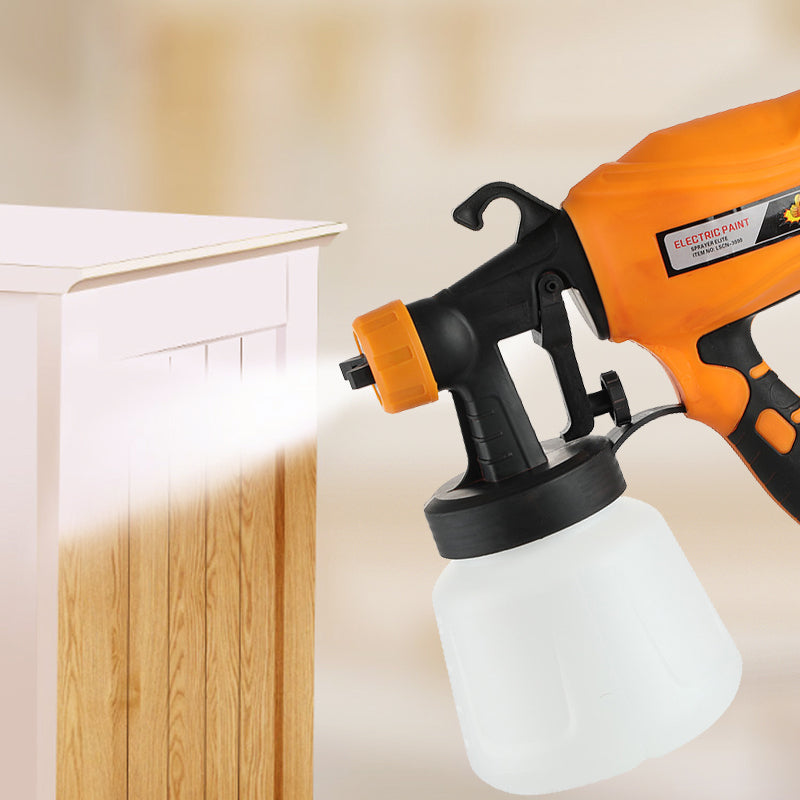 Arenzza electric paint sprayer for versatile high-efficiency painting, with a spray gun, hose, and control settings in a tools and garden setting.