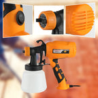 Arenzza high-efficiency electric paint sprayer for versatile home and garden use, with spray nozzle and control handle visible.