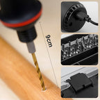 Arenzza cordless electric screwdriver set with multiple drill bits and accessories, displayed on a workbench.