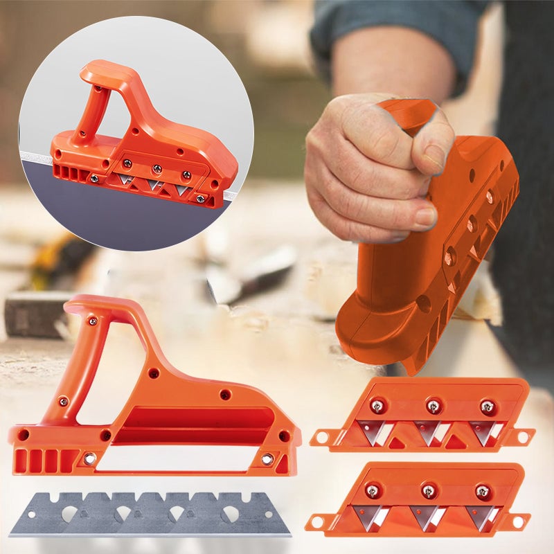 Arenzza drywall edge chamfer woodworking hand tool with wooden handle and metal blade for finishing drywall corners.