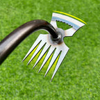 Arenzza manual weed remover tool for lawn and garden, featuring a sturdy handle and metal prongs for weed extraction.