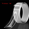 Arenzza removable strong clear double-sided tape for tools and garden use, shown rolled out on a surface with a hand applying it.