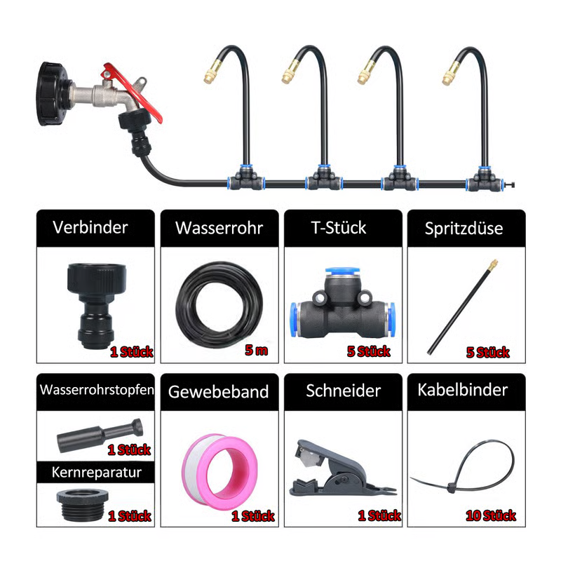 Arenzza automatic 360° curved garden irrigation system with multiple spray nozzles and flexible tubing for efficient watering.