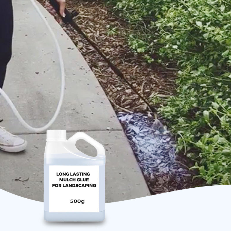 Arenzza mulch glue bottle for landscaping, long-lasting garden adhesive, suitable for tools and garden projects.