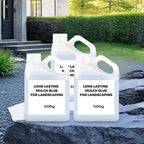 Arenzza long-lasting mulch glue for landscaping, shown in a container, used to secure mulch and soil in garden and landscaping projects.