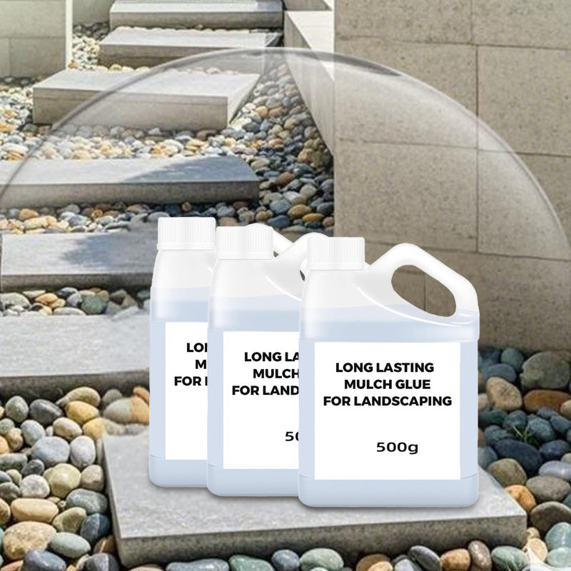 Arenzza mulch glue bottle for landscaping, long-lasting adhesive tool for fixing mulch and garden materials.