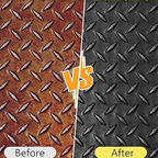 Arenzza Rust Converter Metallic Paint for tools and garden equipment, showing a sleek metallic finish and rust protection application.