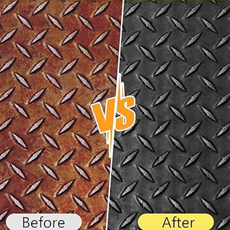 Arenzza Rust Converter Metallic Paint for tools and garden equipment, showing a sleek metallic finish and rust protection application.