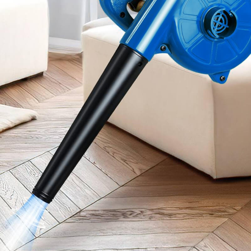 Industrial-grade Arenzza super strong blower for tools and garden, shown with durable handle and powerful nozzle in a workshop setting.